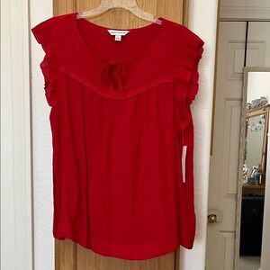 Counterparts Vibrant Red Ruffle Sleeve Blouse